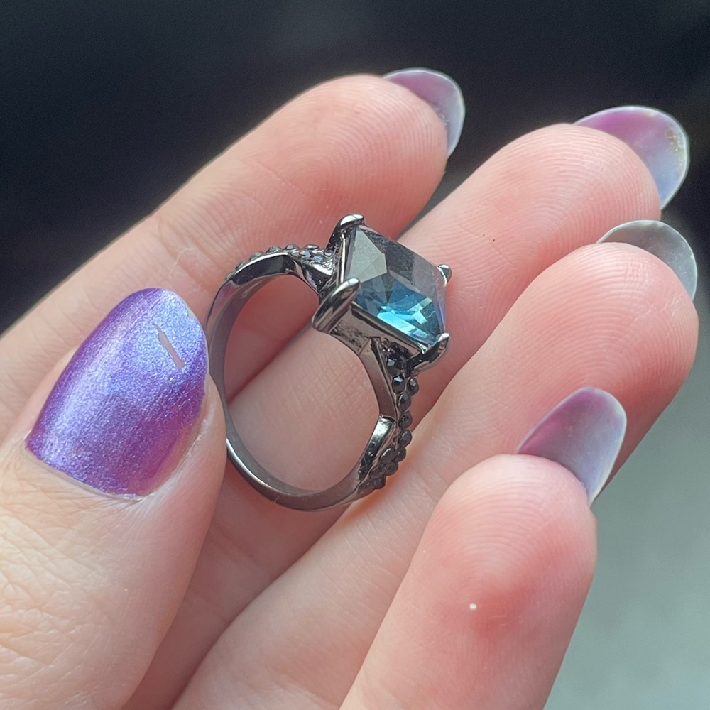 Black Gold Princess Cut 3 Piece Ring Set - Picture 7 of 11